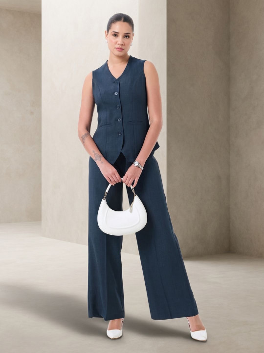 PowerSutra Solid Waistcoat with Trousers