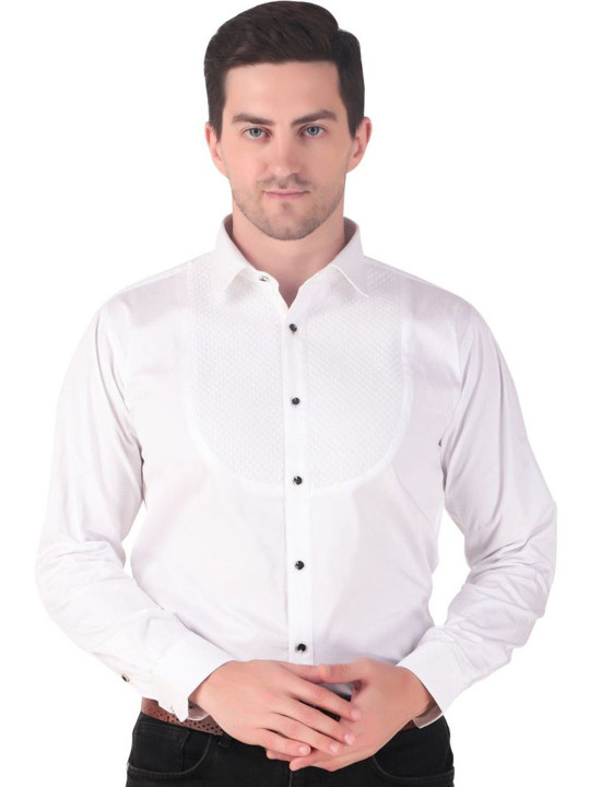DESIGN UP Men Tuxedo Quilted Pure Cotton Slim Fit Formal Shirt