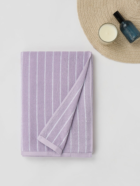 Himeya Purple Pin Striped Cotton 350 GSM Bath Towel