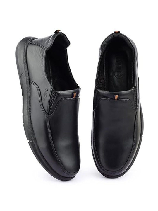 FOR-B Men Leather Round Toe Slip-On Formal Slip-On Shoes