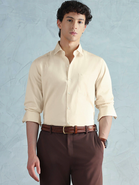 Arrow Men Spread Collar Solid Cotton Slim Fit Formal Shirt