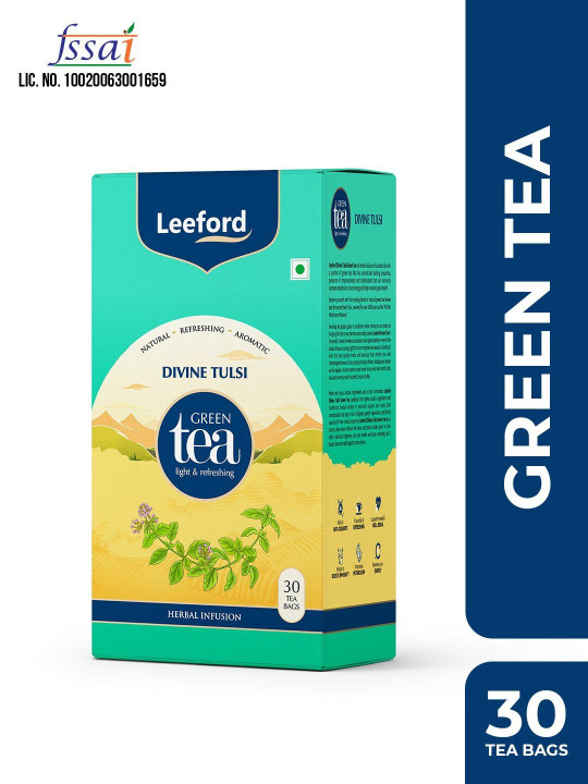 Leeford Divine Tulsi Green Tea for Immunity & Metabolism Support -30 Bags