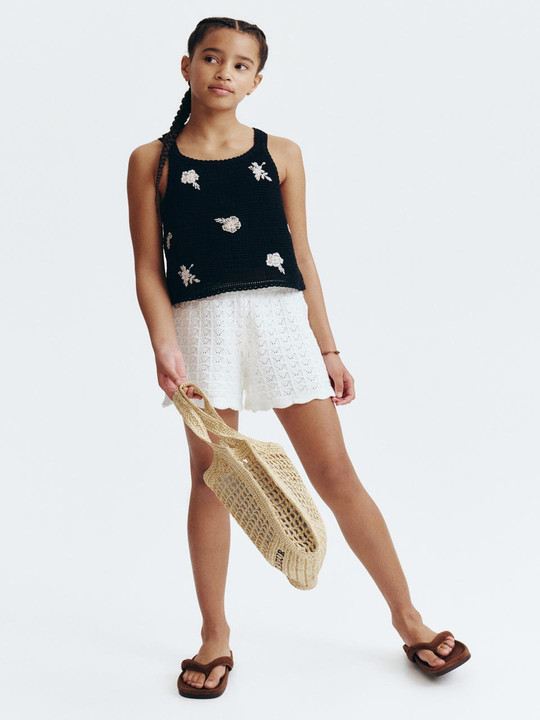 H&M Embroidered crochet-Look vest top