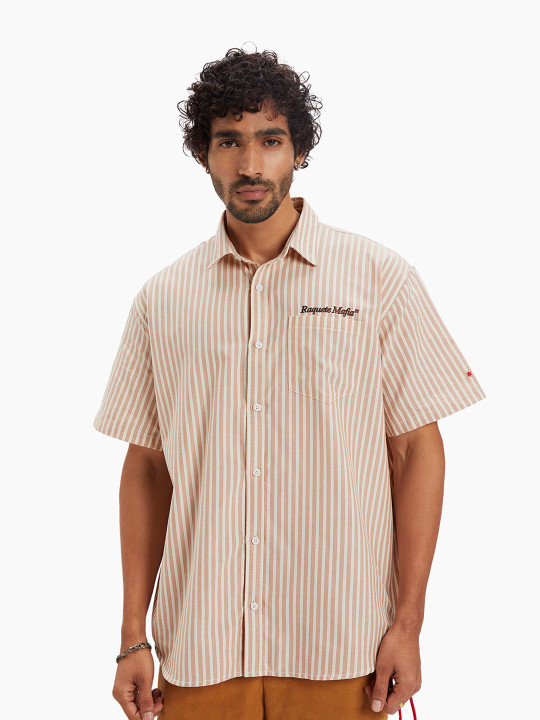 Ludic Unisex Relaxed Cotton Striped Casual Shirt