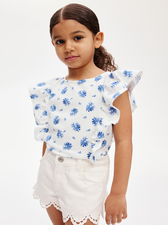 H&M Flounce-Trimmed Cotton Top
