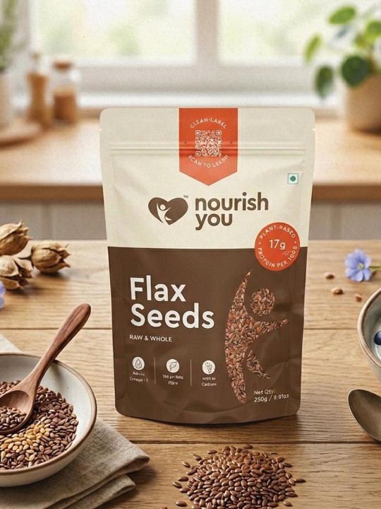 Nourish You Raw & Whole Flax Seeds - Naturally Gluten free -250g