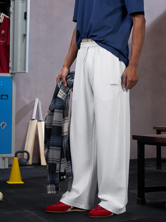 White Mid Rise Wide Leg Trackpant — image 1 of 7