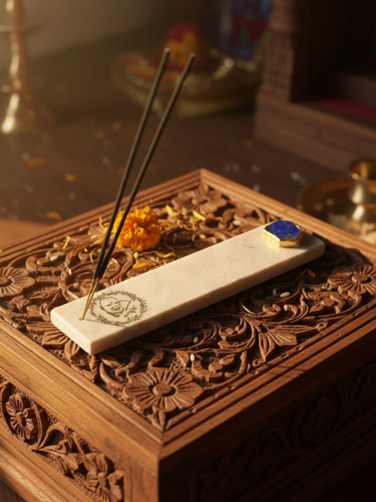HOMEARTE Marble Scented Durga Puja Incense Stick Holder