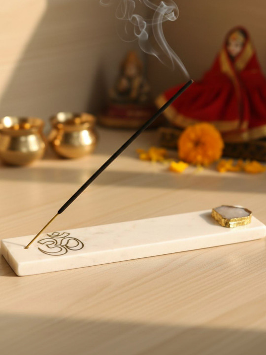 HOMEARTE Marble Scented Durga Puja Incense Stick Holder