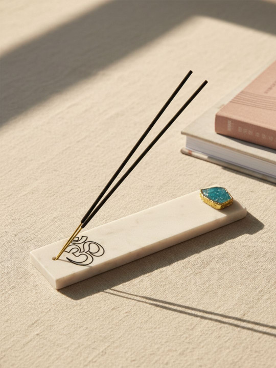 HOMEARTE Marble Scented Durga Puja Incense Stick Holder