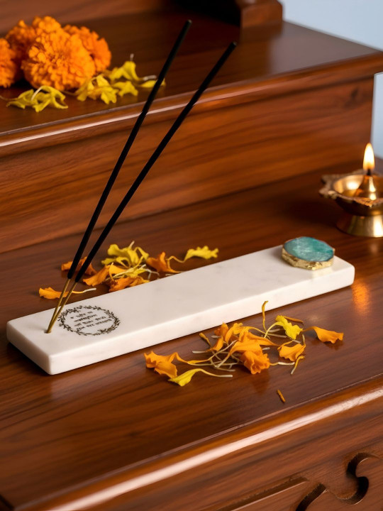 HOMEARTE Marble Scented Durga Puja Incense Stick Holder