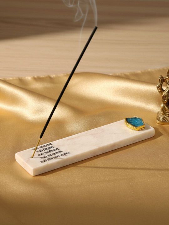 HOMEARTE Marble Scented Durga Puja Incense Stick Holder