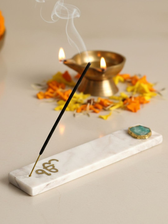 HOMEARTE Marble Scented Durga Puja Incense Stick Holder
