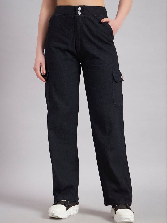 Mast & Harbour Women Relaxed Straight Leg Cargos Trousers