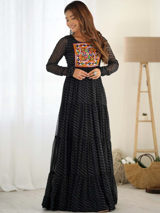 Ms Lila Embroidered A-Line Maxi Dress
