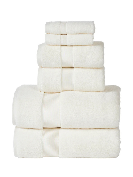SENSES Ivory Solid Cotton 703 GSM 6Pcs Premium ExtraSoft Absorbent Hotel Quality Towel Set