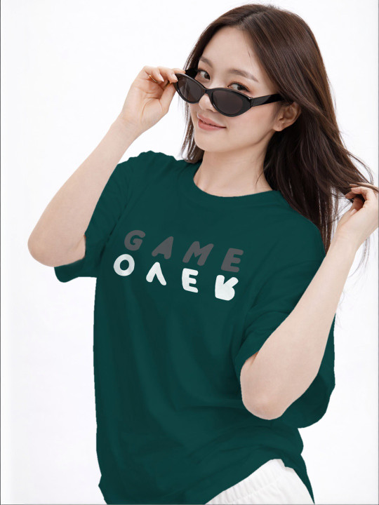 Roadster The Lifestyle Co Printed Organic Cotton Round Neck Oversized Tshirt