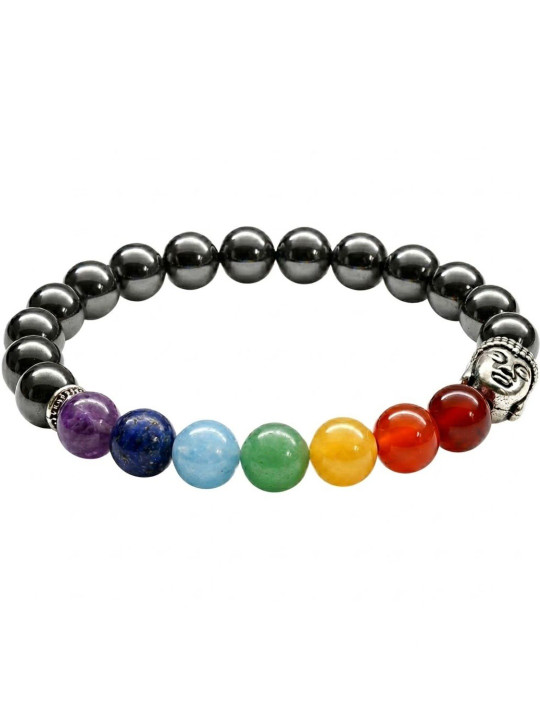 Young & Forever Unisex 7 Chakra Crystals Beaded Buddha Elasticated Bracelet