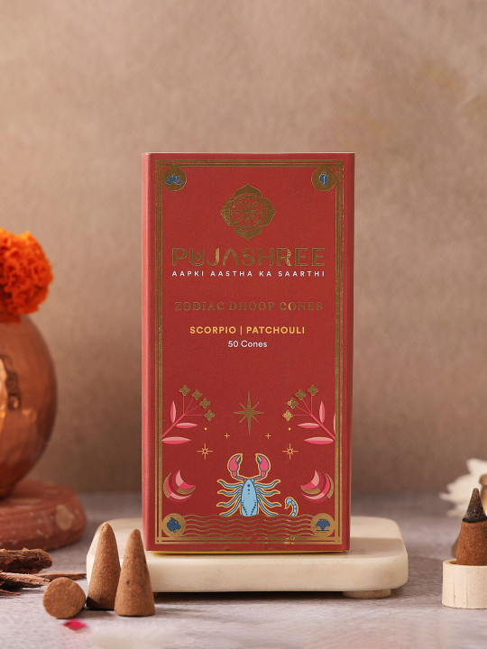 Pujashree Products Global Pvt Ltd. Pujashree Products Global Pvt Ltd. 50Pc Brown Wooden Patchouli Zodiac Dhoop Cones