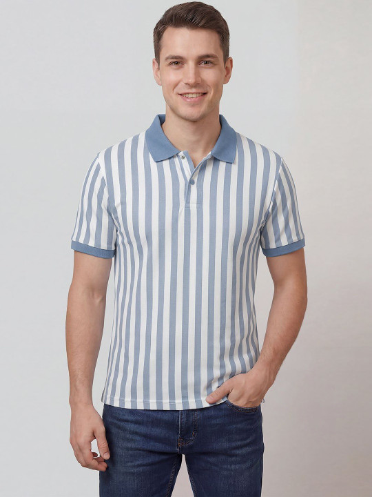 Kook N Keech Men Striped Polo Collar T-shirt