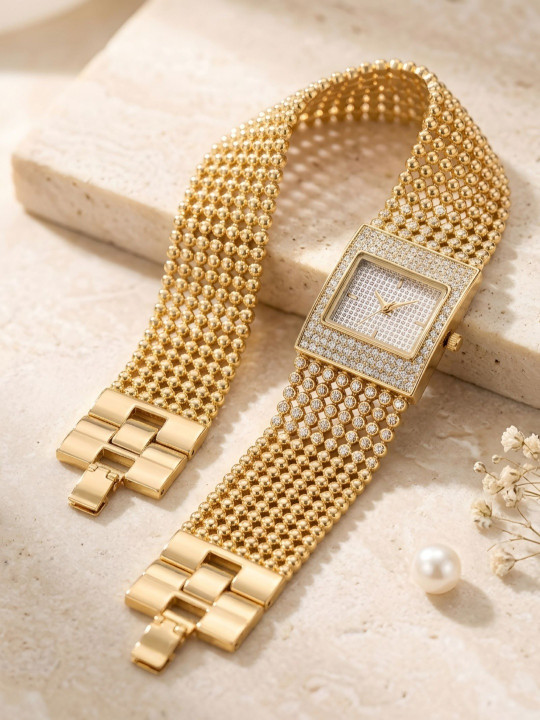 FIMBUL Women Printed Dial & Bracelet Style Straps Analogue Watch WATCH-GOLD-2.2
