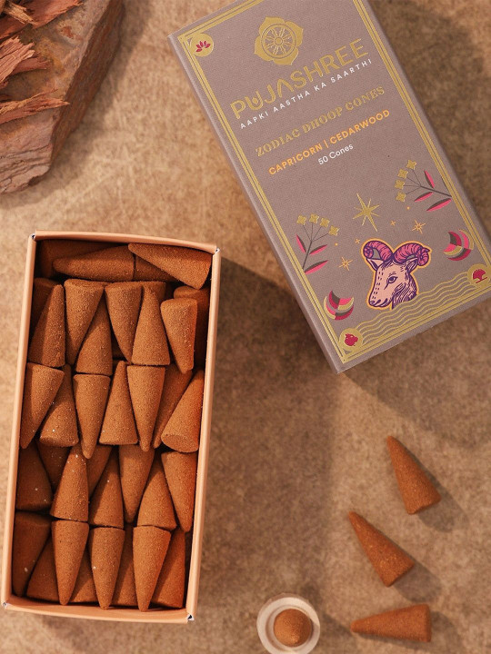 Pujashree Products Global Pvt Ltd. Pujashree Products Global Pvt Ltd. 50Pcs Grey Wooden Zodiac Dhoop Cones