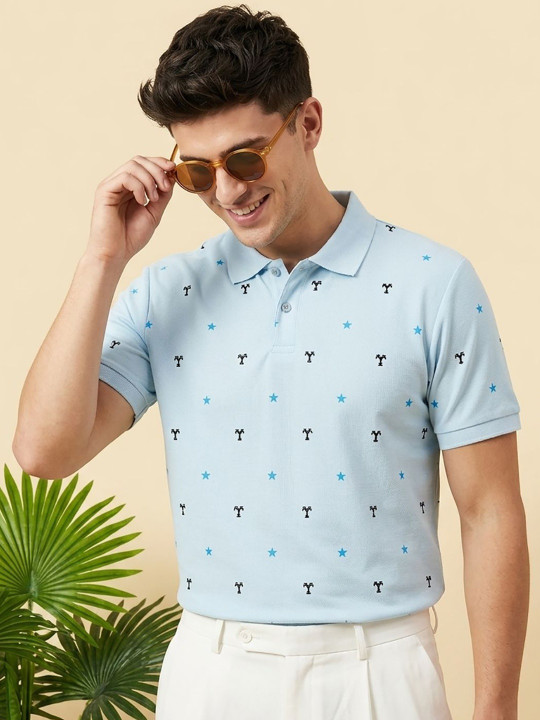 SZN Men Printed Polo Collar T-shirt