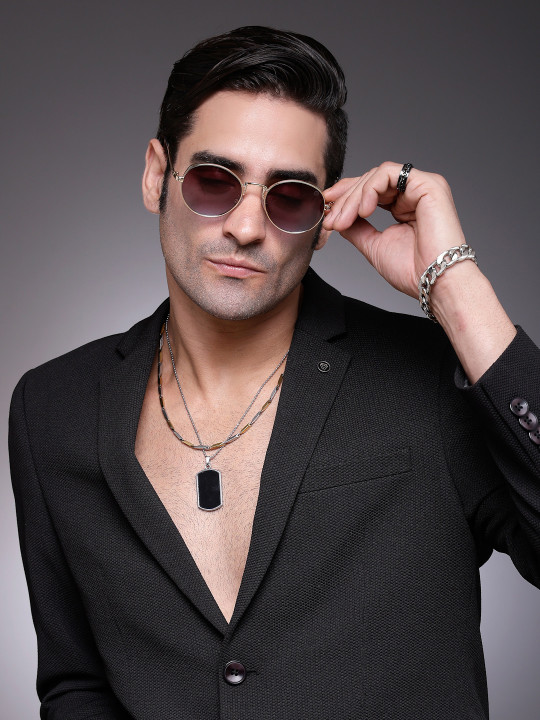 HASHTAG EYEWEAR Men Oval Sunglasses with Polarised and UV Protected Lens ICE-S2356-C3