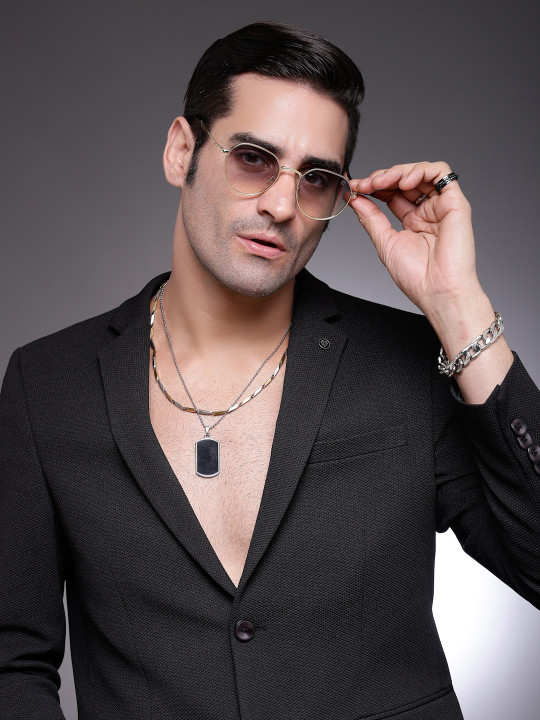 HASHTAG EYEWEAR Men Oval Sunglasses with Polarised and UV Protected Lens ICE-S2332-C4