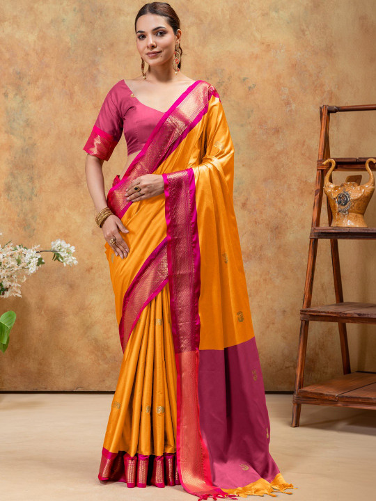 Dhaaga Ghar Ethnic Motifs Zari Silk Cotton Handloom Paithani Saree
