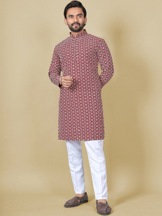 Leipzig Fashion Men Geometric Printed Kurta