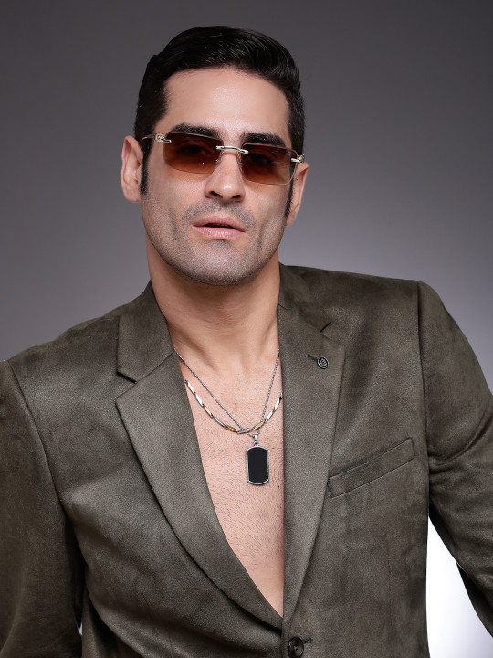 HASHTAG EYEWEAR Men UV Protected & Polarised Rimless Square Sunglasses ICE-S2683-C2