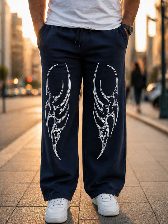 ATIGIANO Men Relaxed Fit Graphic Print Track Pants