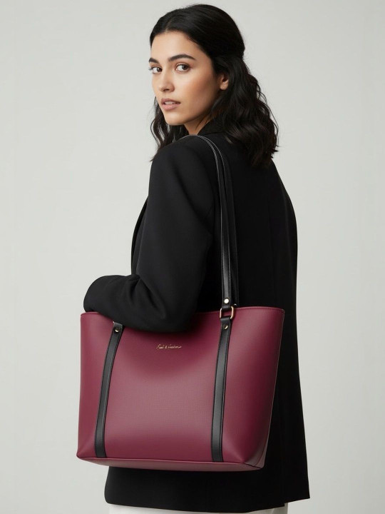 Mast & Harbour Zip Detail Structured Tote Bag