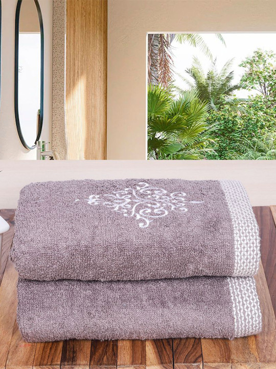 RANGOLI Brown 2 Pieces 600 GSM Organic Bamboo Hand Towel