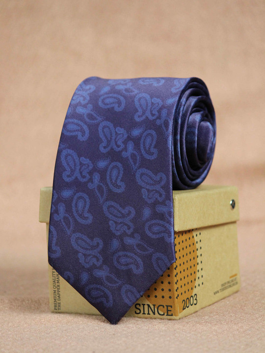 Tossido Men Purple Printed Microfibre Broad Tie