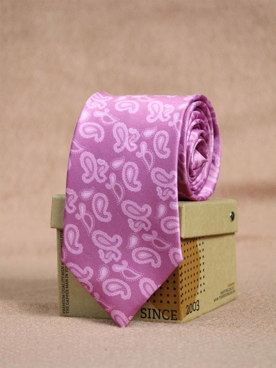 Tossido Men Pink & White Printed Broad Tie