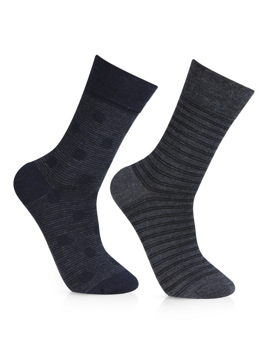 Bonjour Men Pack of 2 Assorted Calf-Length Socks