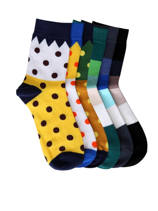 Unisex Pack of 6 Patterned Socks