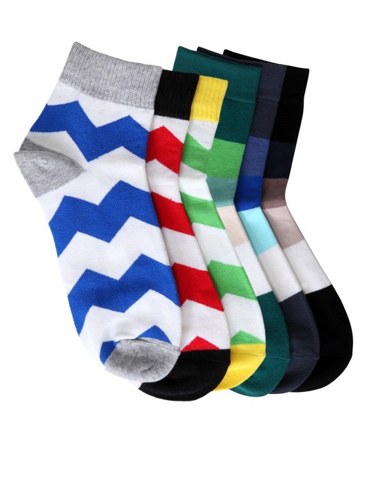 Unisex Pack of 6 Patterned Socks