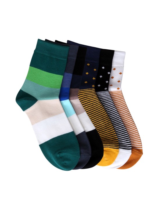 Unisex Pack of 6 Patterned Socks