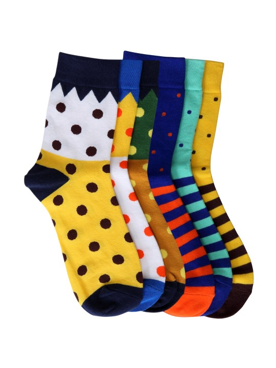 Unisex Pack of 6 Patterned Socks