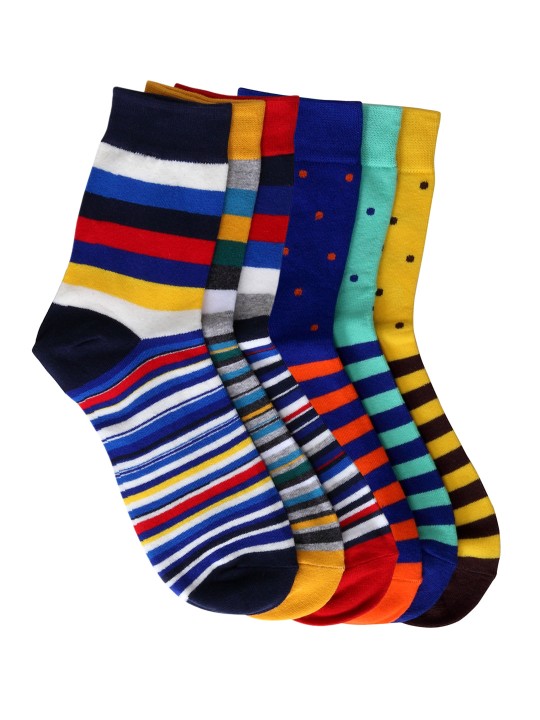 Unisex Pack of 6 Striped Socks