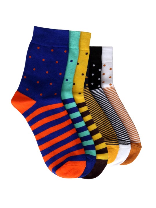 Unisex Pack of 6 Striped & Patterned Socks