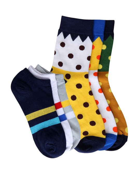 Unisex Pack of 6 Patterned Socks