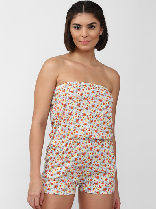 FOREVER 21 Women Blue Floral Printed Pure Cotton Shorts