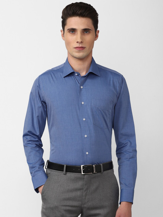 Van Heusen Men Blue Slim Fit Cotton Formal Shirt
