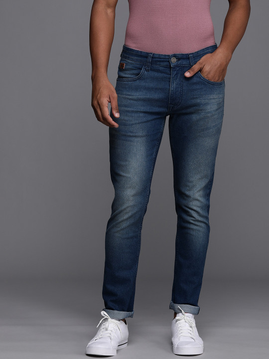 WROGN Men Blue Slim Fit Mid-Rise Clean Look Stretchable Jeans