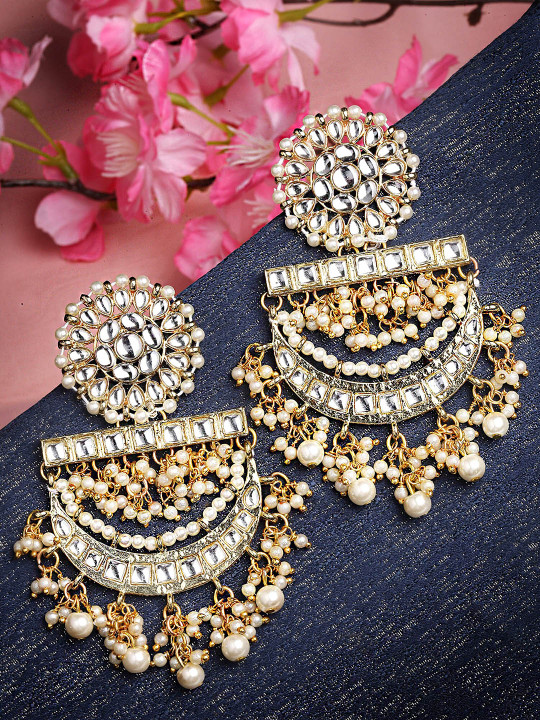 KARATCART Gold-Toned Contemporary Drop Earrings