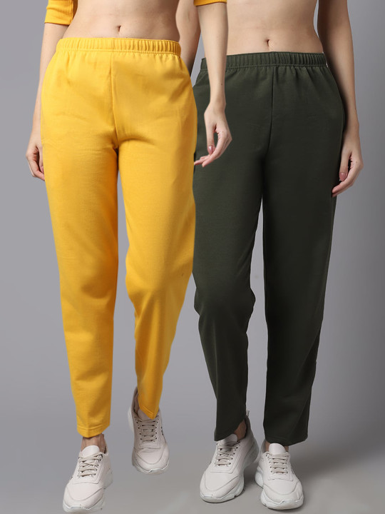 MACK JONNEY Women Pack Of 2 Solid Pure Cotton Track Pants